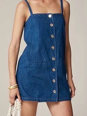 J. Crew Blue Denim Button-Front Mini Dress